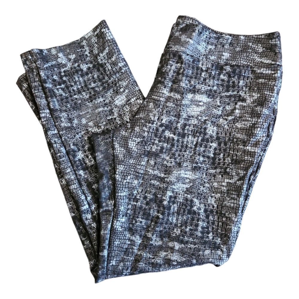 Lena Gabrielle LG Black Metalic Snake Print Leggings Size 12